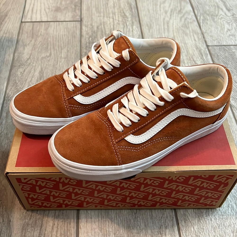 VANS OLD SKOOL WMNS 8.0 MENS 6.5 PIG SUEDE LEATHER BROWN
